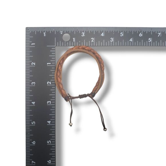 Multiple Strap Brown Leather  Bracelet Adjustable Stackable Unisex - Picture 8 of 10